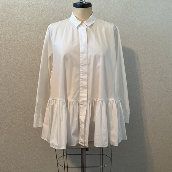 Zara Tops - Zara 100% Cotton White Blouse with peplum. Sz. L. Perfect for Spring.